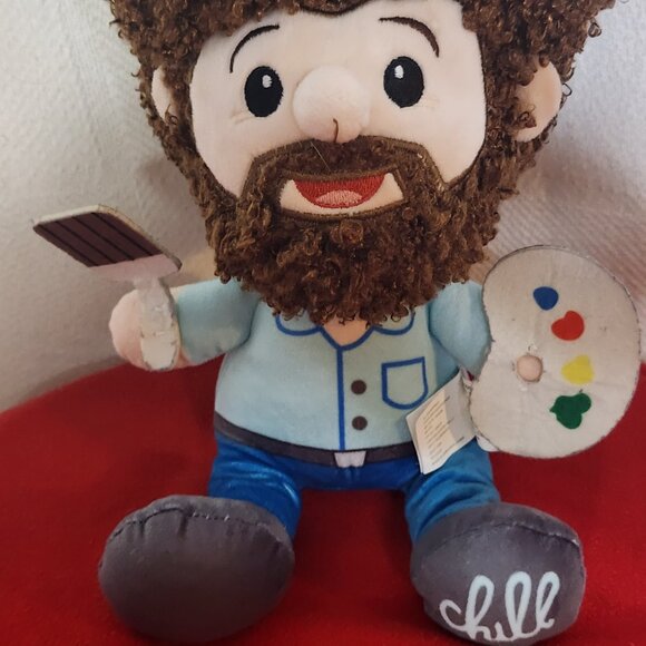 Fiesta Brand Bob Ross 10" Chill Big Hair Head Happy Painter Medium Plushie Doll - Picture 5 of 16